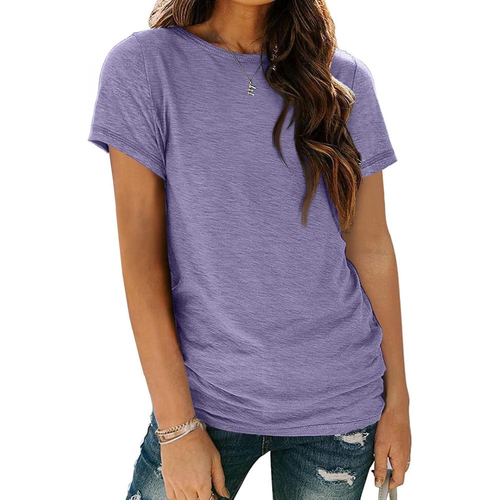 imageAUTOMET Womens Tops Shorts Sleeve Shirts for Summer Spring Beach Vacation Plus Size Oversized Casual Tee for Teen Girls 202502lavenderpurple