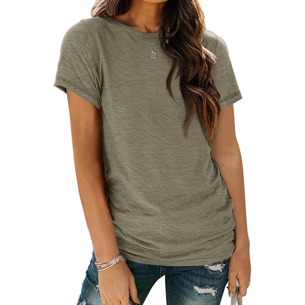 imageAUTOMET Womens Tops Shorts Sleeve Shirts for Summer Spring Beach Vacation Plus Size Oversized Casual Tee for Teen Girls 202502olive