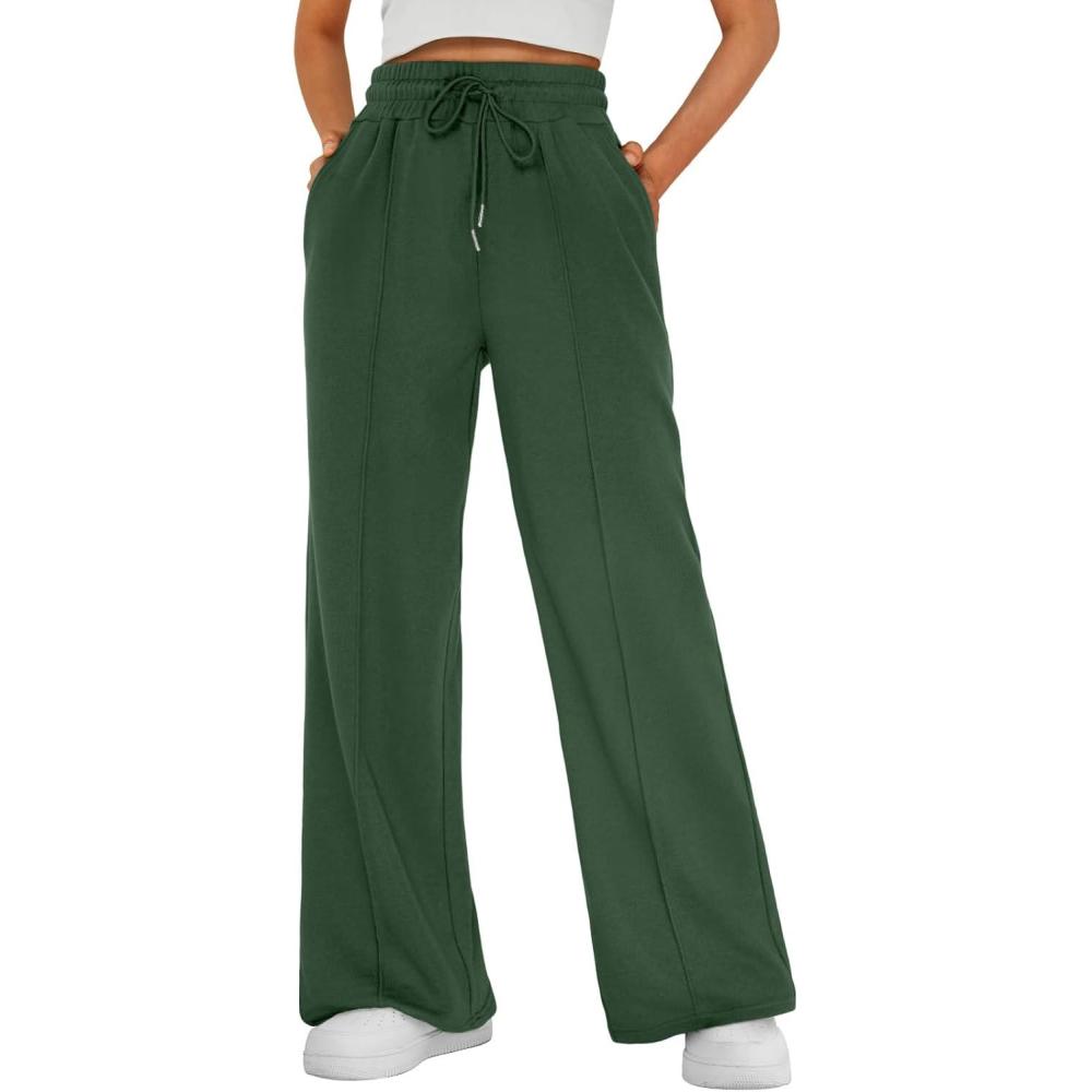 imageAUTOMET Womens Wide Leg Sweatpants Baggy Lounge Travel Pants Fall Fashion Outfits 2025 Winter Clothes JoggersXmas Green