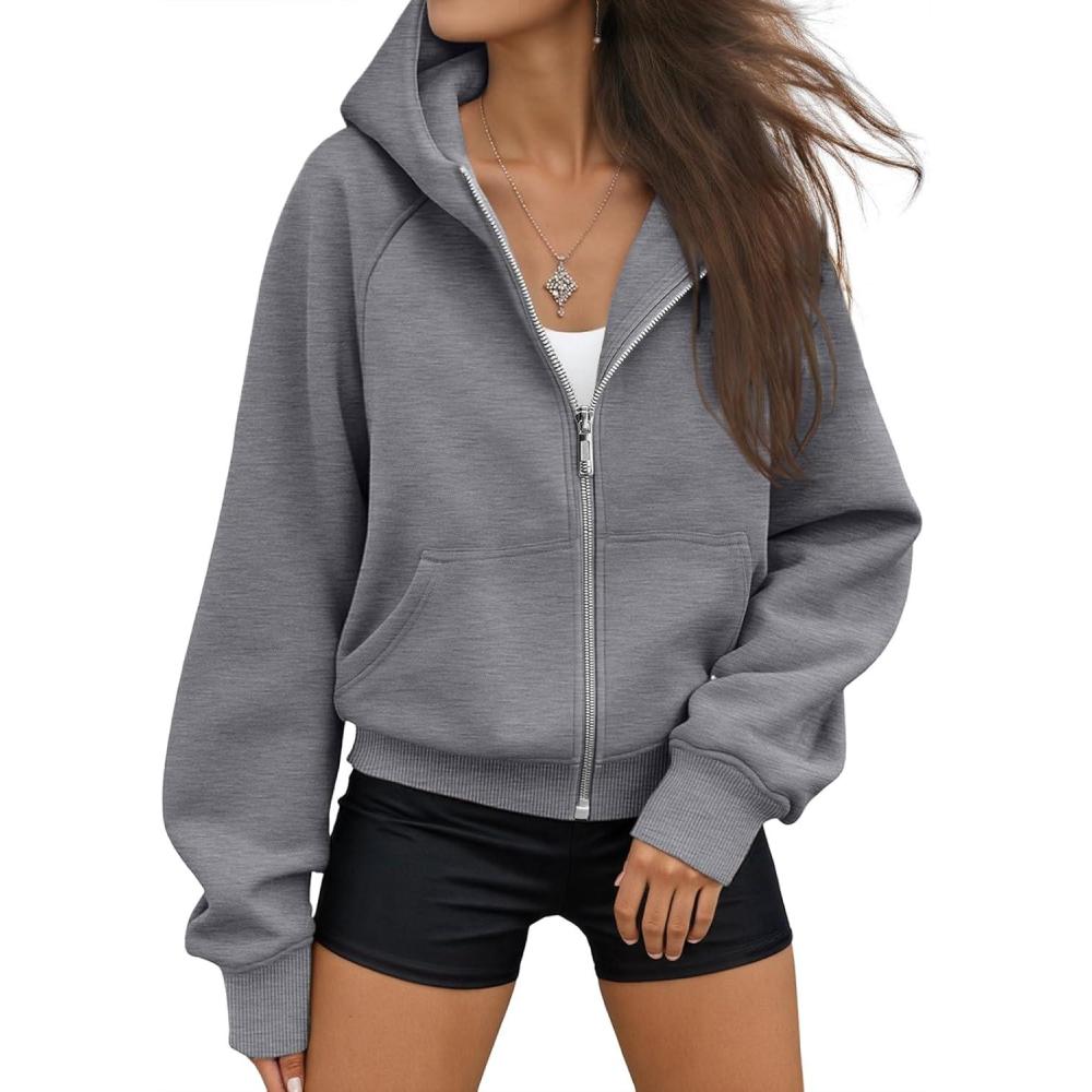 imageAUTOMET Womens Zip Up Hoodies Fleece Jackets Oversized Sweatshirts Fall Fashion Outfits 2025 Sweaters Winter ClothesDarkgrey