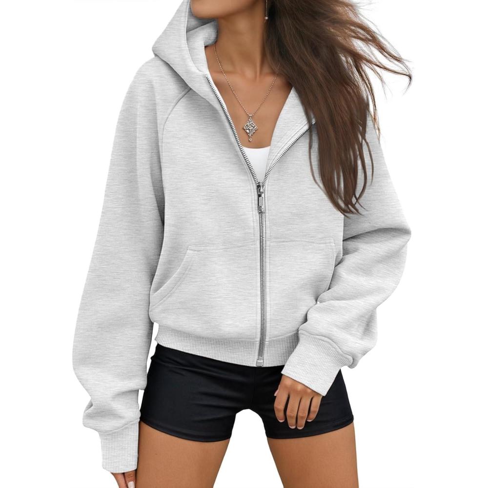 imageAUTOMET Womens Zip Up Hoodies Fleece Jackets Oversized Sweatshirts Fall Fashion Outfits 2025 Sweaters Winter ClothesGrey