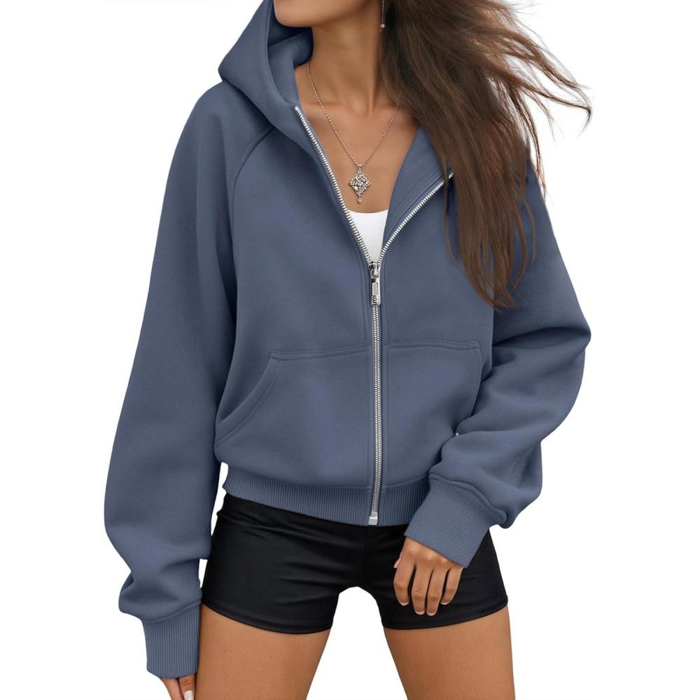 imageAUTOMET Womens Zip Up Hoodies Fleece Jackets Oversized Sweatshirts Fall Fashion Outfits 2025 Sweaters Winter ClothesGreyblue