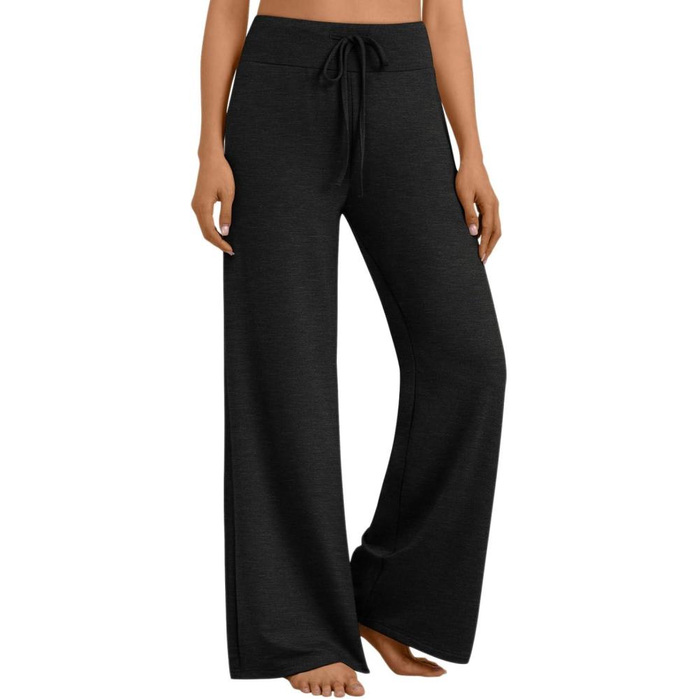 imageAUTOMET Womes Wide Leg Sweatpants Pajama Pants Baggy Casual Lounge Yoga Pants High Waisted Bottoms Fall Clothes Trendy 2025Black