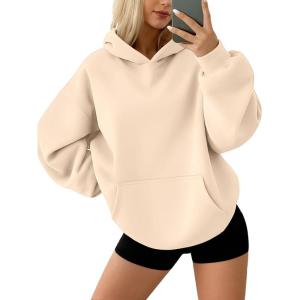 AUTOMET Hoodies for Women Oversized Sweatshirts Fall Fashion Outfits 2025 Pullover Fleece Casual Sweaters Winter Y2k Clothes(Apricot)