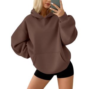 AUTOMET Hoodies for Women Oversized Sweatshirts Fall Fashion Outfits 2025 Pullover Fleece Casual Sweaters Winter Y2k Clothes(Brown)