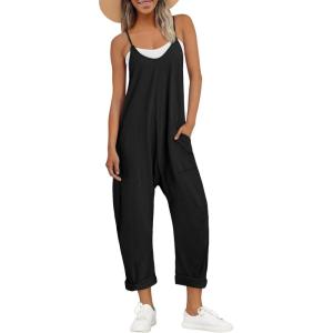 AUTOMET Jumpsuits for Women Casual Summer Outfits Rompers Comfy Beach Vacation Trendy Overalls Jumpers Fashion Clothes 2025(Black)