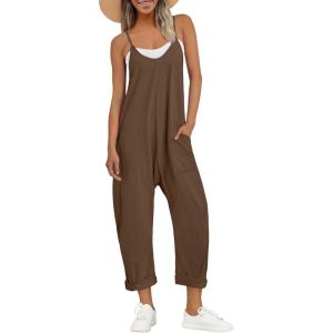AUTOMET Jumpsuits for Women Casual Summer Outfits Rompers Comfy Beach Vacation Trendy Overalls Jumpers Fashion Clothes 2025(Coffeebrown)