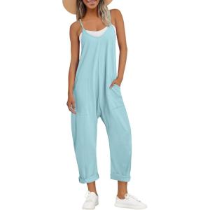 AUTOMET Jumpsuits for Women Casual Summer Outfits Rompers Comfy Beach Vacation Trendy Overalls Jumpers Fashion Clothes 2025(Cyan)