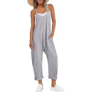 AUTOMET Jumpsuits for Women Casual Summer Outfits Rompers Comfy Beach Vacation Trendy Overalls Jumpers Fashion Clothes 2025(Gray)