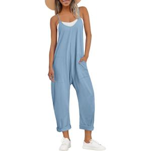 AUTOMET Jumpsuits for Women Casual Summer Outfits Rompers Comfy Beach Vacation Trendy Overalls Jumpers Fashion Clothes 2025(Lightblue)