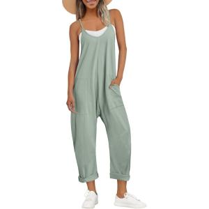 AUTOMET Jumpsuits for Women Casual Summer Outfits Rompers Comfy Beach Vacation Trendy Overalls Jumpers Fashion Clothes 2025(Sage)