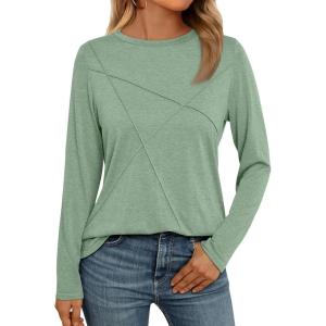 AUTOMET Long Sleeve Shirts for Women Basic Business Casual Tops Work Clothes 2025 Fall Fashion Outfits(Light Green)