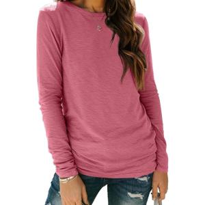 AUTOMET Long Sleeve Shirts for Women Business Casual Tops Fall Fashion Clothes Workout Plus Size Teacher Winter Outfits 2025(01hotpink)