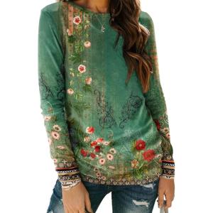 AUTOMET Long Sleeve Shirts for Women Business Casual Tops Fall Fashion Clothes Workout Plus Size Teacher Winter Outfits 2025(Floralgreen)