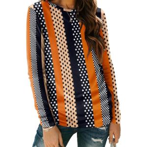 AUTOMET Long Sleeve Shirts for Women Business Casual Tops Fall Fashion Clothes Workout Plus Size Teacher Winter Outfits 2025(Stripeddots)