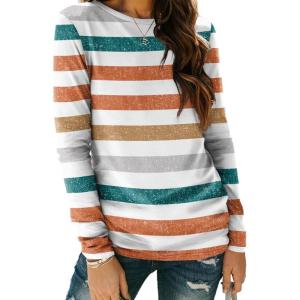 AUTOMET Long Sleeve Shirts for Women Business Casual Tops Fall Fashion Clothes Workout Plus Size Teacher Winter Outfits 2025(Stripedorange)