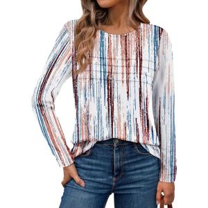 AUTOMET Long Sleeve Shirts for Women Pleated Dressy Casual Business Blouses Trendy Fashion Tunic Basic Tops(Gradient Multi)