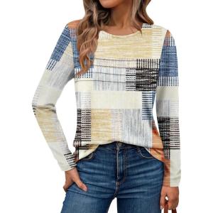 AUTOMET Long Sleeve Shirts for Women Pleated Dressy Casual Business Blouses Trendy Fashion Tunic Basic Tops(Plaid Multi)
