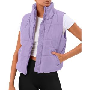 AUTOMET Puffer Vest Women Sleeveless Winter Clothing Cropped Outerwear Warm Puffy Fall Outfits Spring Fashion Vest Tops 2025(Purple)