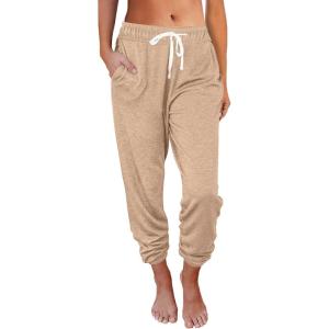 AUTOMET Sweatpants Women with Pockets Lounge Pajama Travel Pants Work Joggers Fall Clothes Winter Teachers Outfits 2025(Camel)