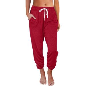 AUTOMET Sweatpants Women with Pockets Lounge Pajama Travel Pants Work Joggers Fall Clothes Winter Teachers Outfits 2025(Red)