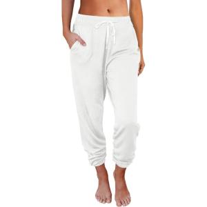 AUTOMET Sweatpants Women with Pockets Lounge Pajama Travel Pants Work Joggers Fall Clothes Winter Teachers Outfits 2025(White)