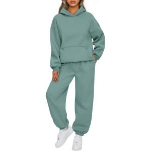 AUTOMET Womens 2 Piece Outfits Lounge Hoodie Sweatsuit Sets Plus Size Fall Fashion Clothes Airport Travel Pants Tracksuits(Lake)