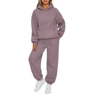 AUTOMET Womens 2 Piece Outfits Lounge Hoodie Sweatsuit Sets Plus Size Fall Fashion Clothes Airport Travel Pants Tracksuits(Lightpurple)