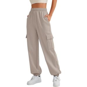 AUTOMET Womens Cargo Sweatpants Oversized Fleece Joggers Fall Fashion Outfits Y2k Clothes 2025 with Pockets(Coffeegrey)