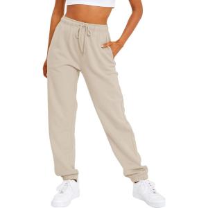 AUTOMET Women’s Casual Baggy Fleece Sweatpants(Beige)