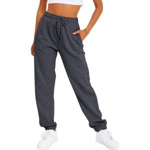 AUTOMET Women’s Casual Baggy Fleece Sweatpants(Blackgrey)