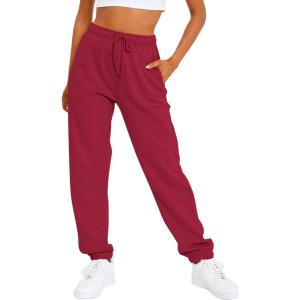 AUTOMET Women’s Casual Baggy Fleece Sweatpants(Red)