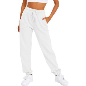 AUTOMET Women’s Casual Baggy Fleece Sweatpants(White)