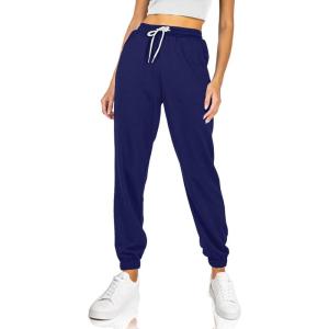 AUTOMET Women’s Cinch Bottom Sweatpants Athletic Joggers Lounge Pants with Pockets(Dark Blue)