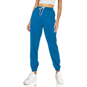 AUTOMET Women’s Cinch Bottom Sweatpants Athletic Joggers Lounge Pants with Pockets(Lake Blue)