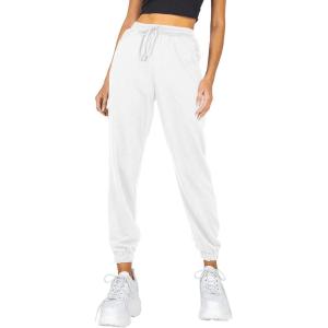 AUTOMET Women’s Cinch Bottom Sweatpants Athletic Joggers Lounge Pants with Pockets(White)