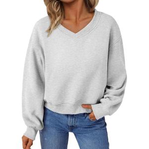 AUTOMET Womens Cropped Cute Sweatshirts Pullover Fleece Crop Sweaters Fall Fashion Outfits Clothes 2025(Grey)