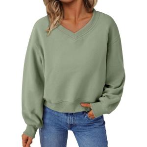AUTOMET Womens Cropped Cute Sweatshirts Pullover Fleece Crop Sweaters Fall Fashion Outfits Clothes 2025(Light Green)