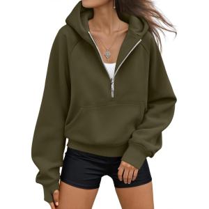 AUTOMET Womens Hoodies Fleece Fall Fashion Outfits Workout Sweatshirts Y2k Winter Zip Up Jackets Oversized Tops Clothes 2025(Armygreen)