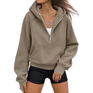 AUTOMET Womens Hoodies Fleece Fall Fashion Outfits Workout Sweatshirts Y2k Winter Zip Up Jackets Oversized Tops Clothes 2025(Coffee)