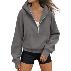 AUTOMET Womens Hoodies Fleece Fall Fashion Outfits Workout Sweatshirts Y2k Winter Zip Up Jackets Oversized Tops Clothes 2025(Darkgrey)