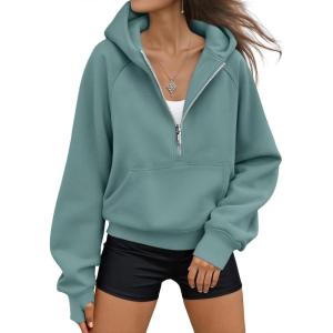 AUTOMET Womens Hoodies Fleece Fall Fashion Outfits Workout Sweatshirts Y2k Winter Zip Up Jackets Oversized Tops Clothes 2025(Green)