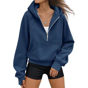 AUTOMET Womens Hoodies Fleece Fall Fashion Outfits Workout Sweatshirts Y2k Winter Zip Up Jackets Oversized Tops Clothes 2025(Navyblue)