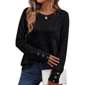 AUTOMET Women’s Long Sleeve Shirts Fall Sweaters Lightweight Cute Tunic Tops Trendy Fashion Clothes 2025 Outfits(Black)