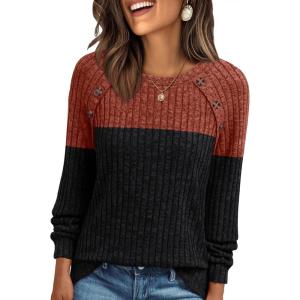 AUTOMET Womens Long Sleeve Tshirts Casual Tunic Work Tops Fall Plus Size Sweaters Date Night Outfits 2025 Dressy Blouses(Caramel Black)