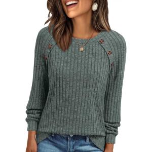 AUTOMET Womens Long Sleeve Tshirts Casual Tunic Work Tops Fall Plus Size Sweaters Date Night Outfits 2025 Dressy Blouses(Green)