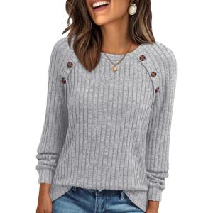 AUTOMET Womens Long Sleeve Tshirts Casual Tunic Work Tops Fall Plus Size Sweaters Date Night Outfits 2025 Dressy Blouses(Grey)