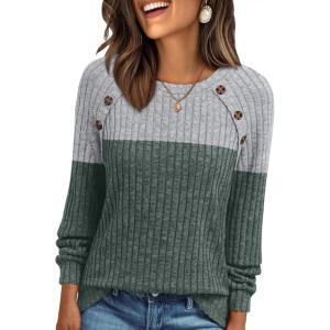 AUTOMET Womens Long Sleeve Tshirts Casual Tunic Work Tops Fall Plus Size Sweaters Date Night Outfits 2025 Dressy Blouses(Grey Green)