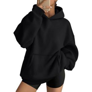 AUTOMET Womens Oversized Hoodies Fleece Trendy Sweatshirts Fall Fashion 2025 Pullover Winter Clothing Outfits(Black)