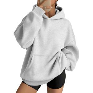 AUTOMET Womens Oversized Hoodies Fleece Trendy Sweatshirts Fall Fashion 2025 Pullover Winter Clothing Outfits(Grey)